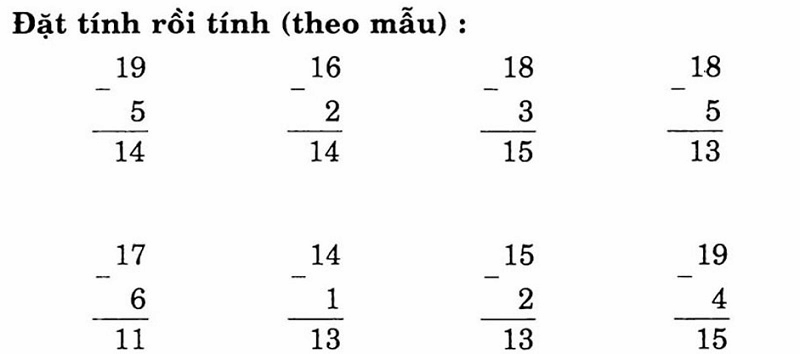 Các bước đặt tính rồi tính